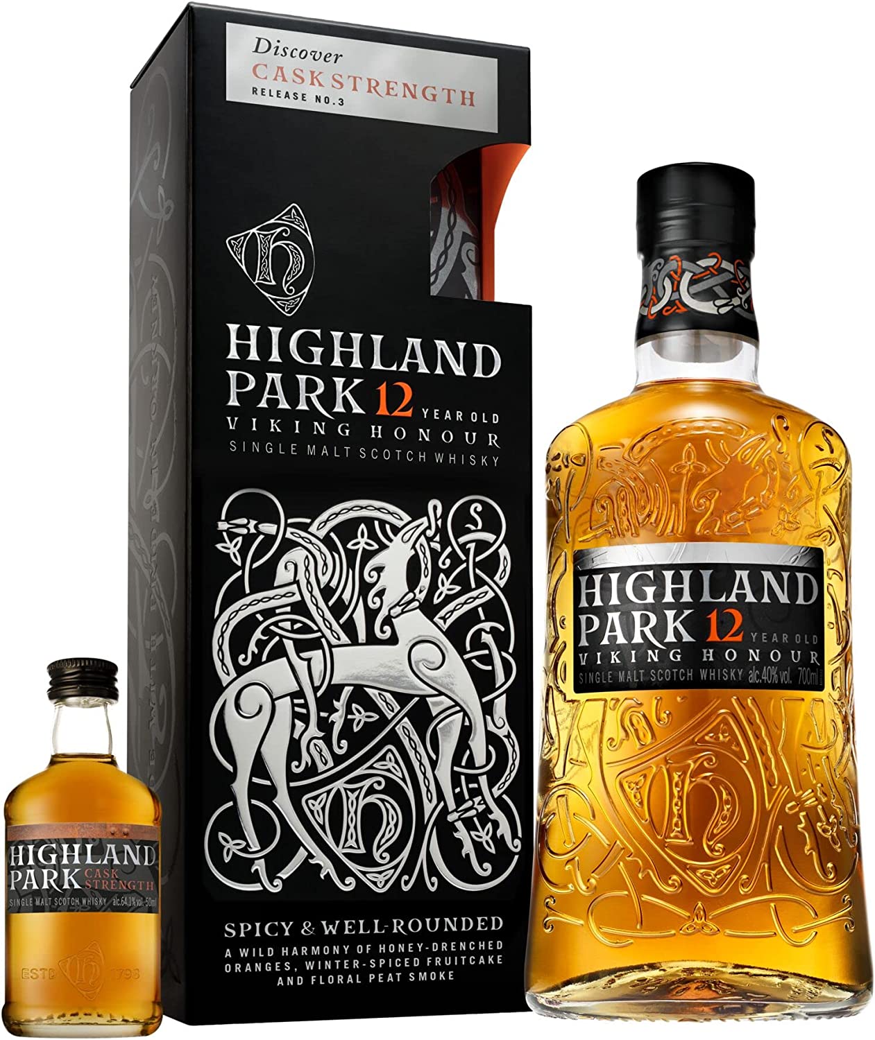 Highland Park 12 Jahre Viking Honour mit 5cl Cask Strength Proben
